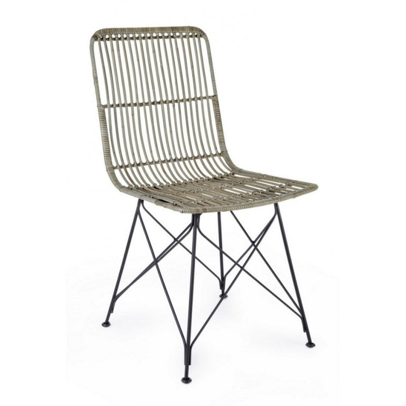 Silla de estilo moderno en acero y kubu Gris LUCILA 45x55x h85 cm