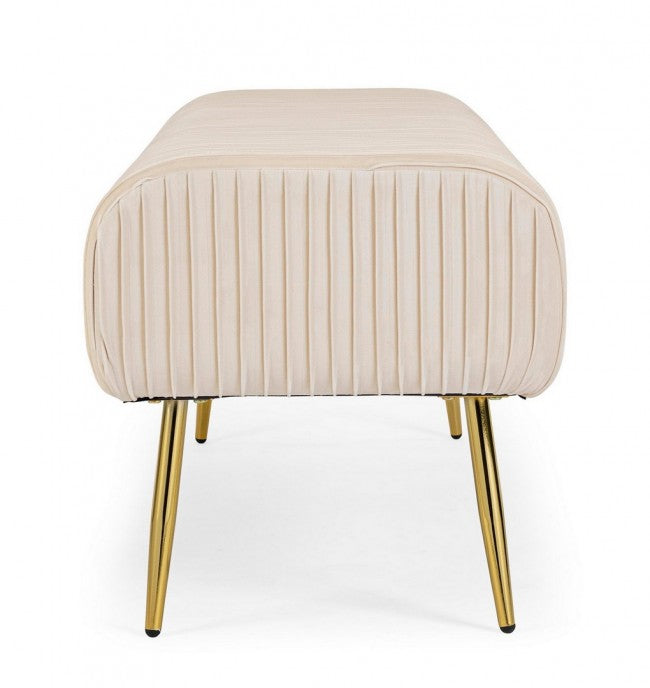 Banco Selena Crema 2 plazas terciopelo 129x45,5x48 cm