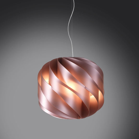 Lámpara colgante de metal rosa con 3 luces de metal cromado cm. 72x70