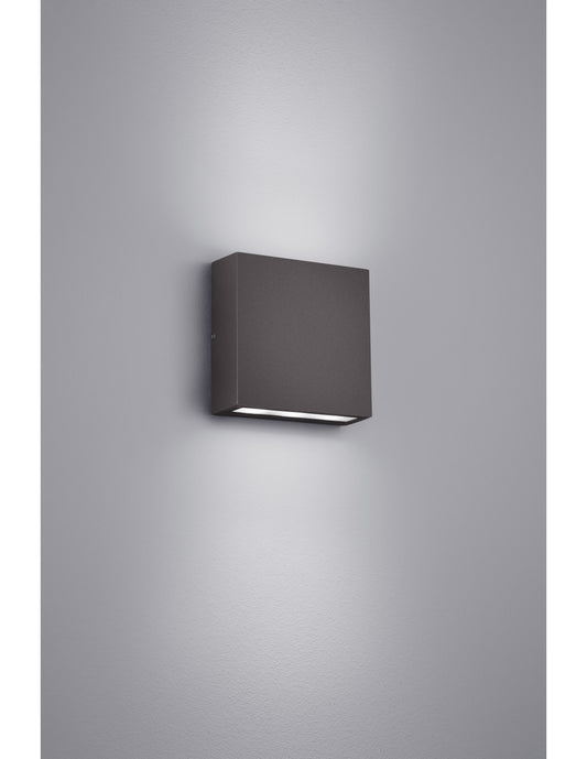 Aplique Cuadrado Thames Led Doble Emisión IP54 Antracita 14x14 cm Trio Lighting
