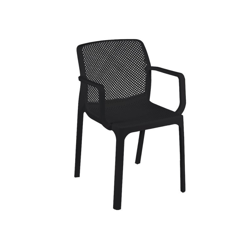 Silla De Jardín De Polipropileno Con Apoyabrazos Antracita Dalian 46,5X53,5X H55 Cm