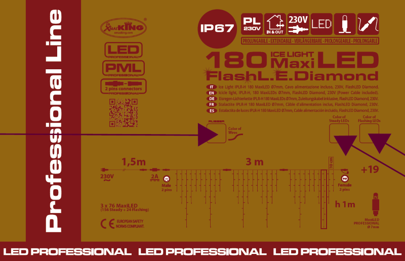 Luz de hielo 180 MaxiLED (24F) 3 m x H 1 m IP67