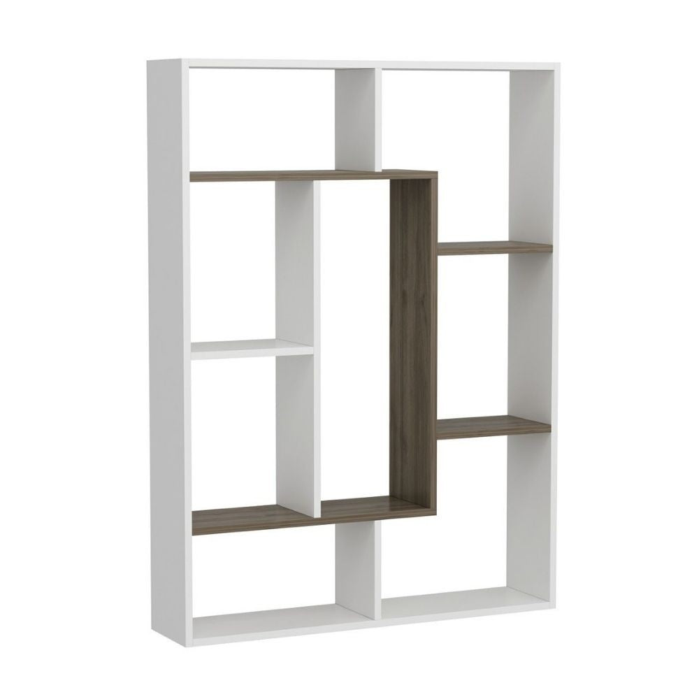 Librería Liam blanco detalle geométrico nogal 100x136h