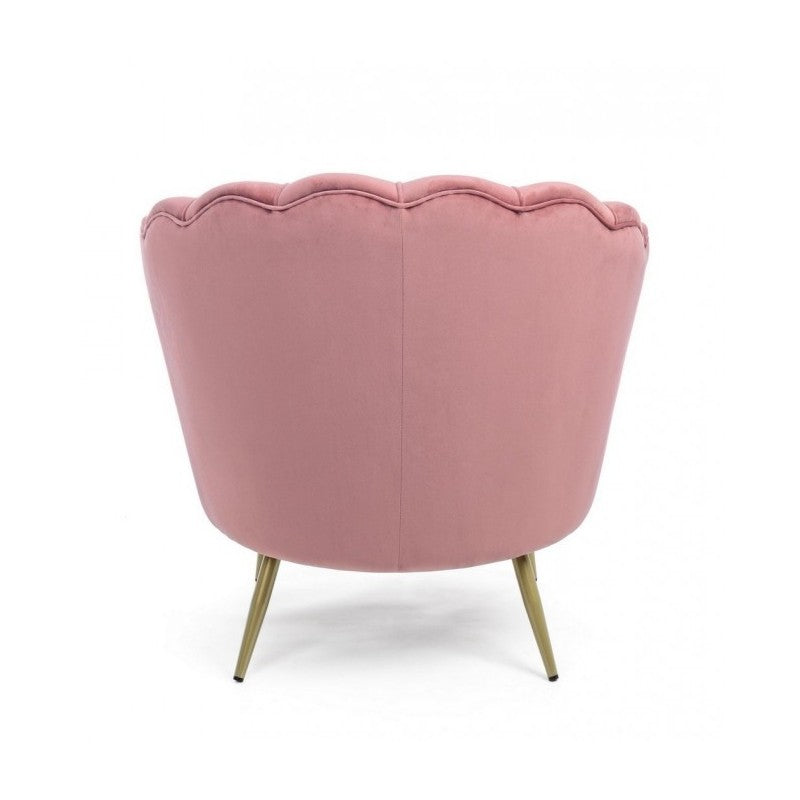 Sillón retro de terciopelo rosa pavo real 80 x 76 x 84 h cm