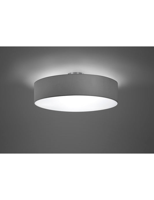 Lámpara de techo de hotel 3 luces Pantalla de tela gris Iluminación trío