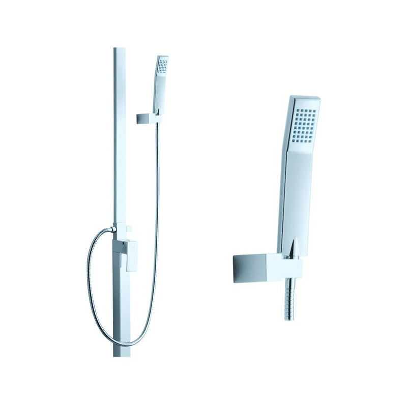 Unidad de ducha orientable acabado cromado con rociador y teleducha h.230 cm