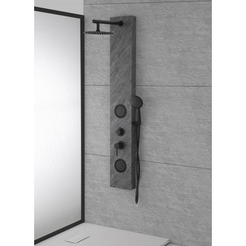 Columna de ducha de pared de acero inoxidable con brazo de latón 22x7,5x h 150 cm 