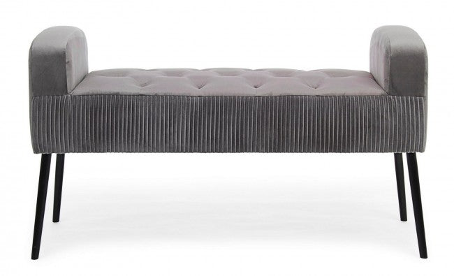 Banco estilo diseño terciopelo gris 104x40x59