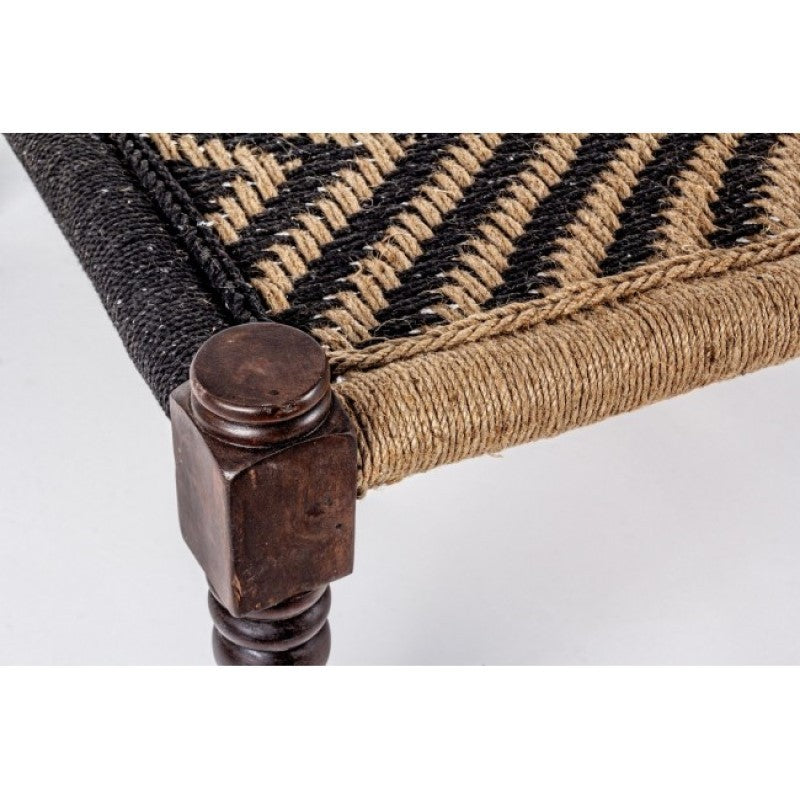 KHAT TAMIL Banco étnico de madera negra 176x86x h46 cm