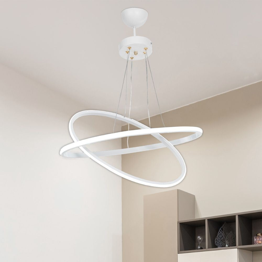 Lámpara colgante Muso con dos aros blancos LED MDL4438
