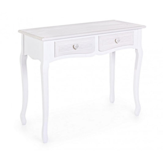 Consola Shabby de MDF con dos cajones Blanco CHARELENE L 90x40x h78 cm