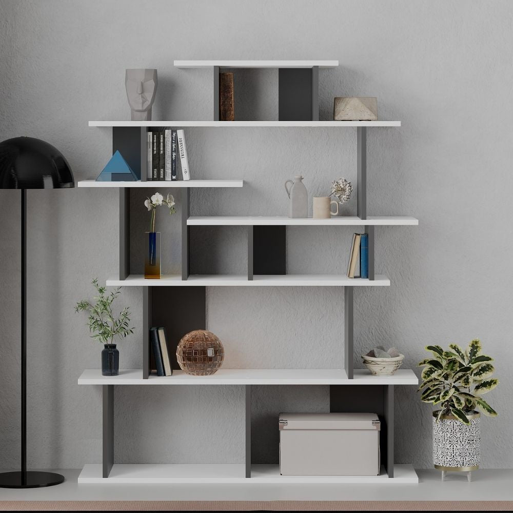 Librería de diseño Apollon blanco antracita