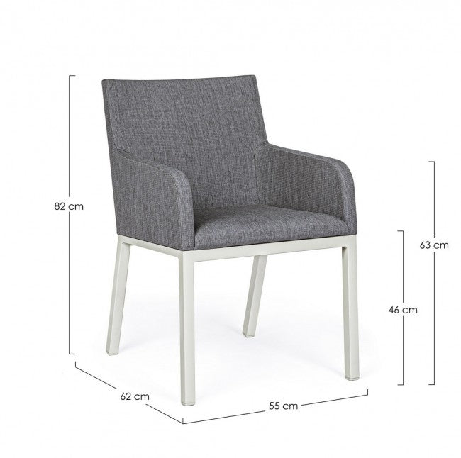 Silla de aluminio con recubrimiento en polvo gris 55x62x82h cm
