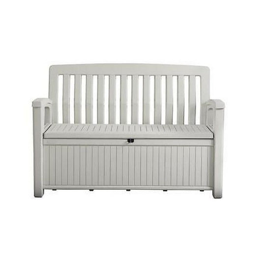 Cómoda de resina acabado efecto madera Banco de terraza blanco 132,7x61,2xh.89 cm