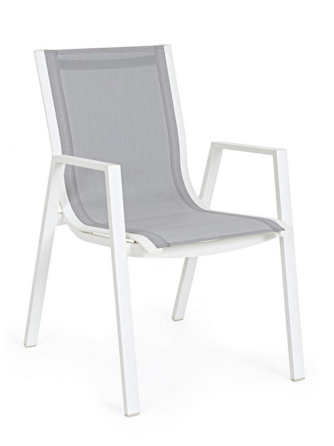 Silla Pelagius blanca con reposabrazos
