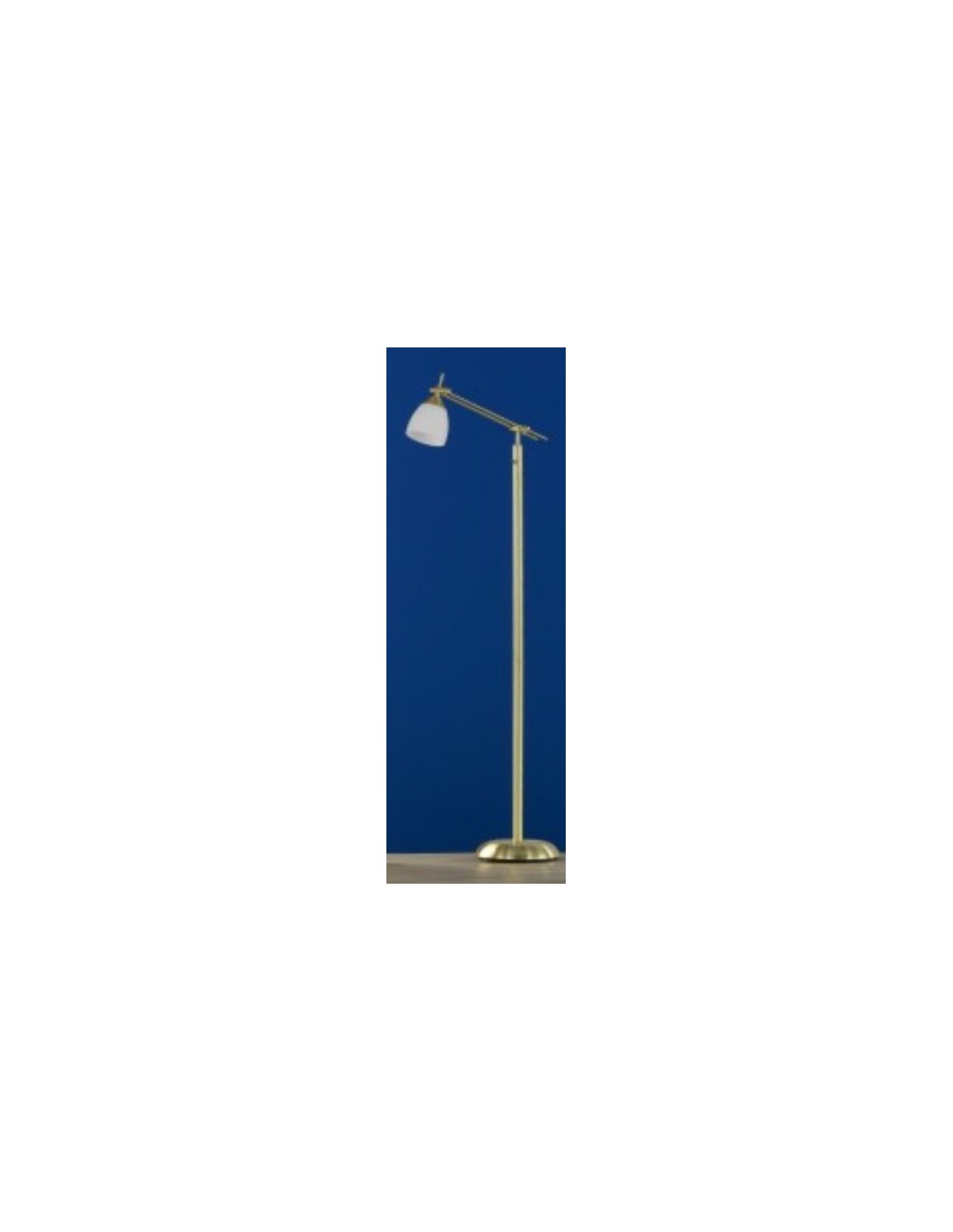 Lámpara de pie Icaro de latón satinado y foco de cristal blanco mate Al. 165 cm Trio Lighting