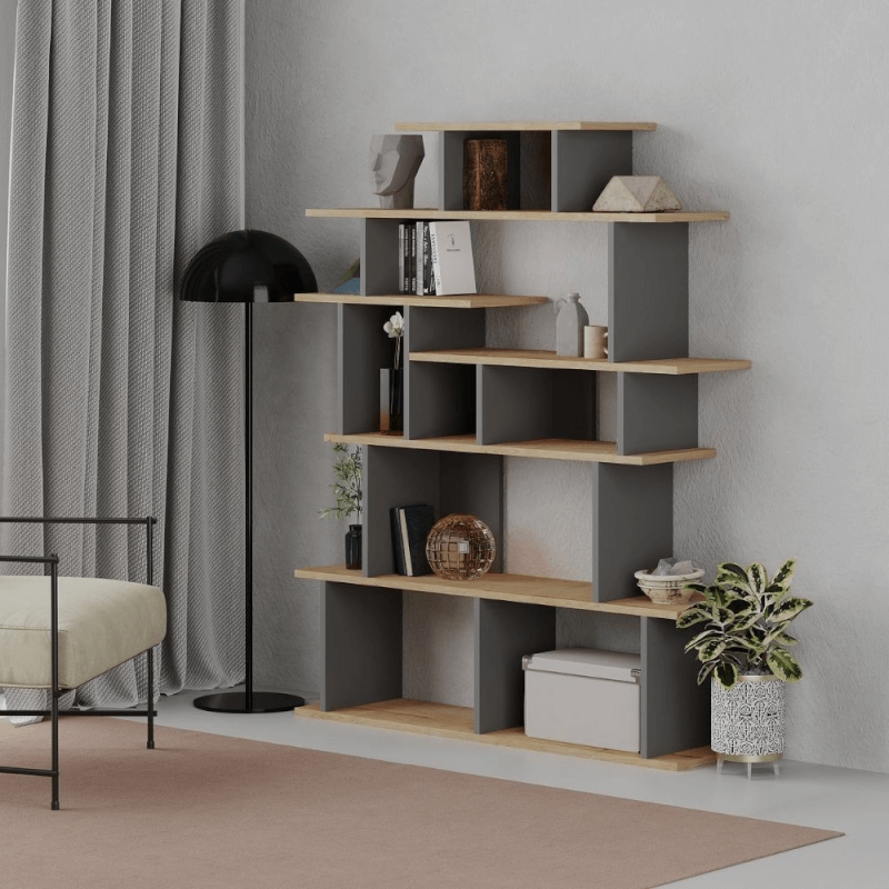 Librería de diseño Apollon en roble y antracita