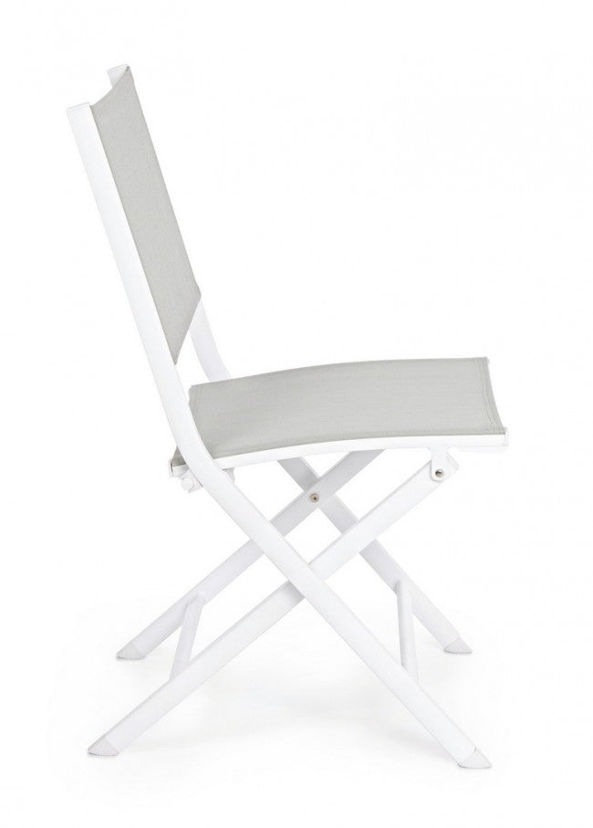 Silla De Exterior En Aluminio Gris Blanco Elin 47X57X H88 Cm