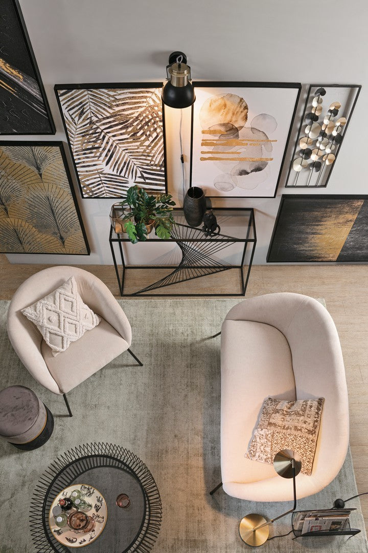 Aiko Velvet sillón de metal terciopelo blanco 80 x 76 x 75 cm