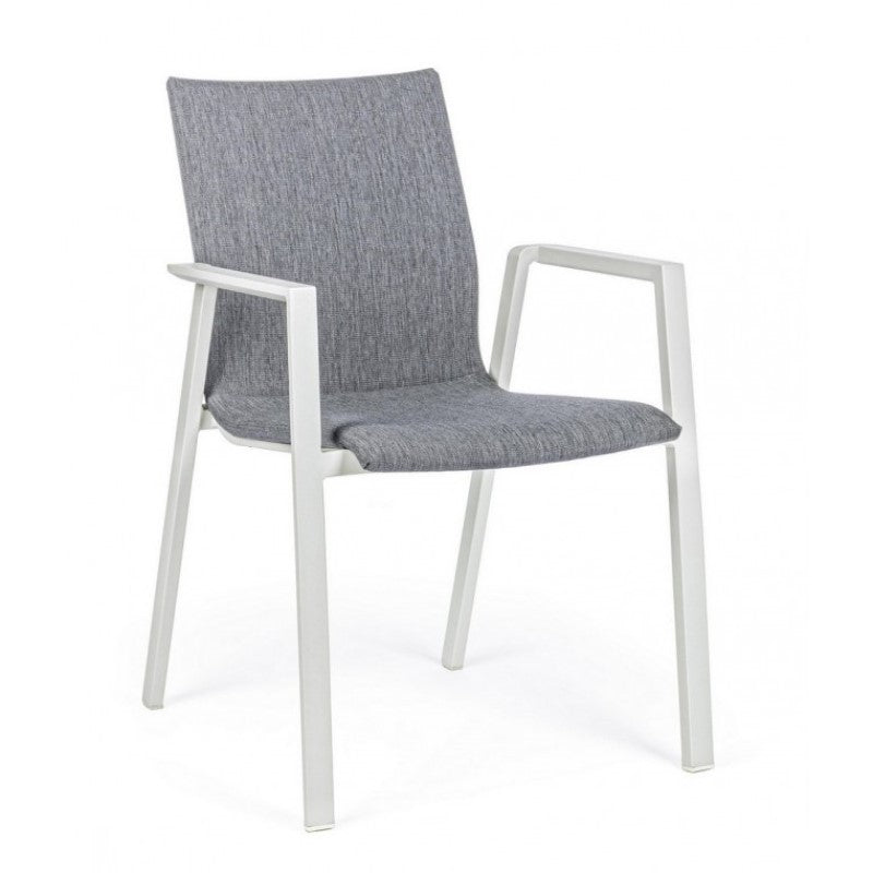 Silla de jardín apilable de exterior gris blanco