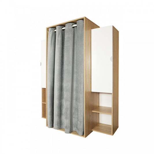 Armario de roble con puertas y perchero para cabina o dormitorio