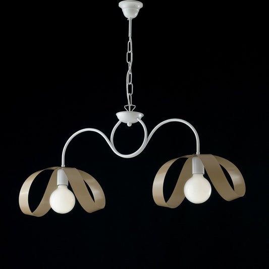 Lámpara colgante moderna de hierro gris tórtola blanco con dos luces 82x h35 cm