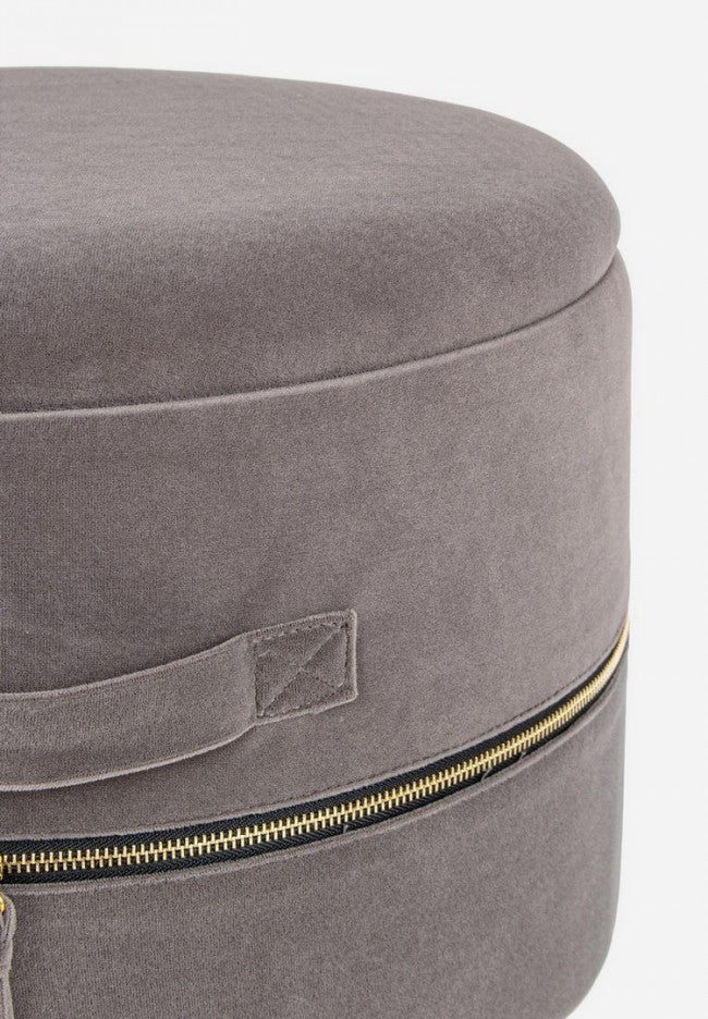 Set 2 taburetes almacenaje efecto terciopelo Pavlina Gris Oscuro