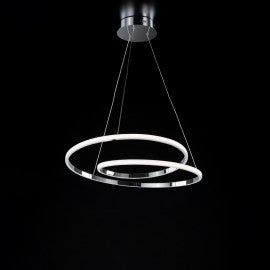 Lámpara colgante de metal de aluminio cromado pulido con LED integrado 60x h 150 cm