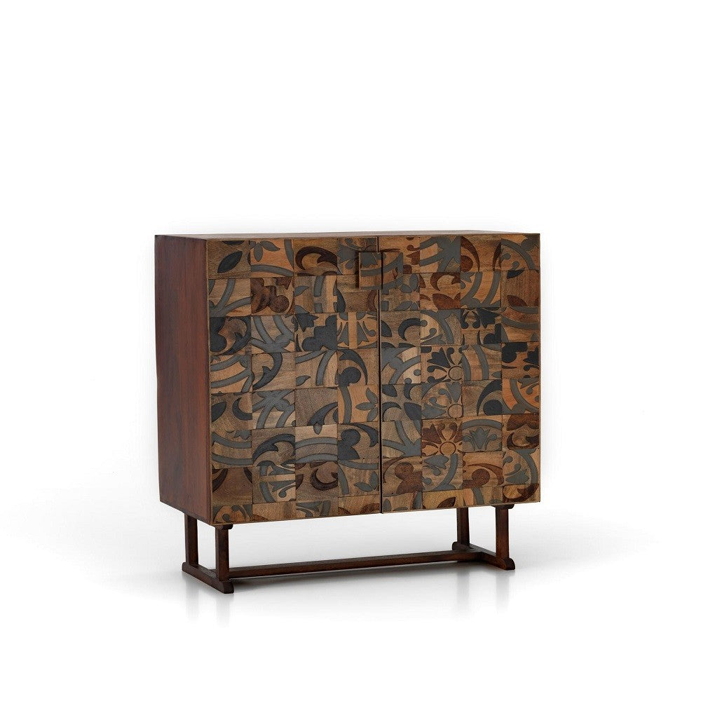 Aparador étnico madera mango marrón 100 x 45 xh 120 cm
