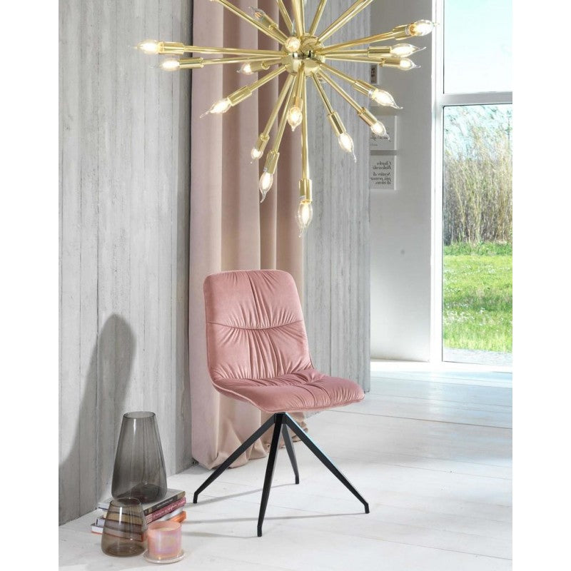 Silla en tejido microfibra efecto terciopelo rosa antiguo 43x38xh. 86,5 centímetros 