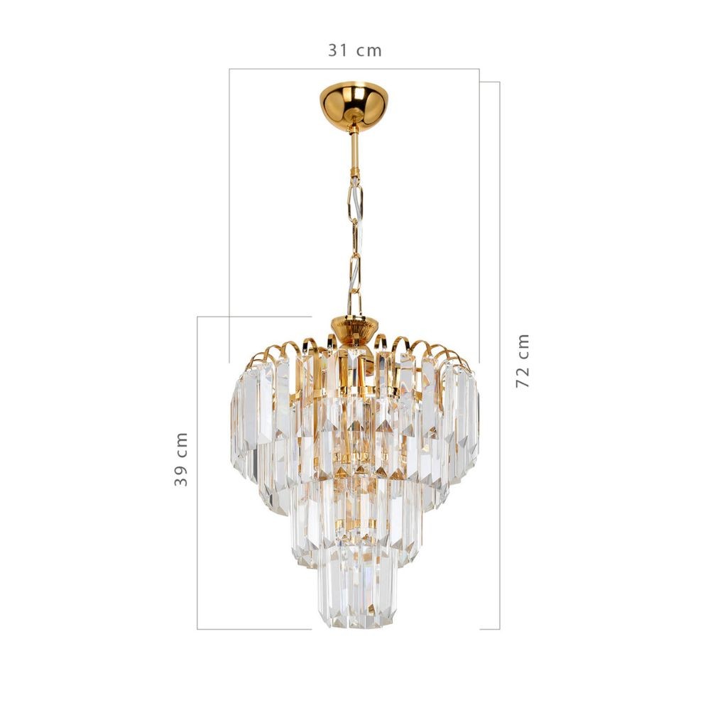 Miranda MDL3831 lámpara de techo 3 luces cristal y oro