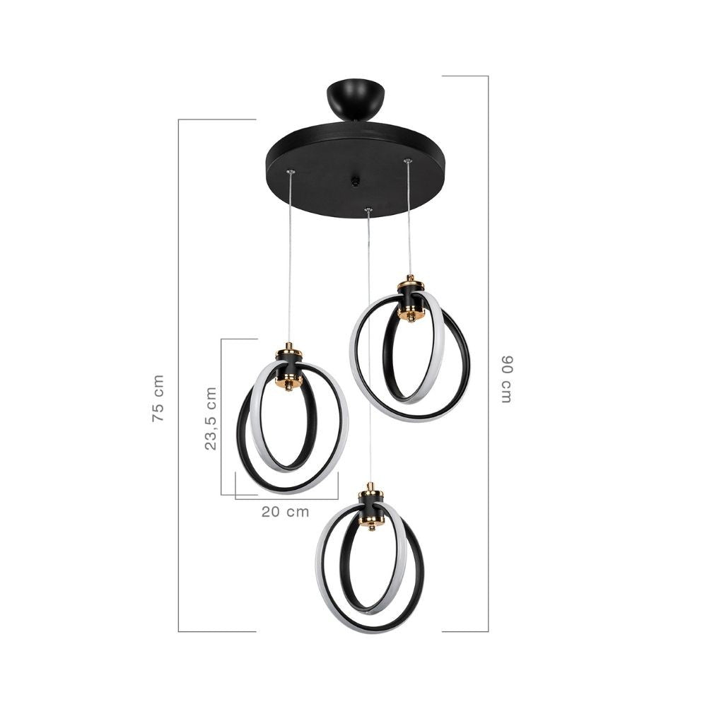 Lámpara colgante Felicia con tres puntos de luz LED circulares ASZ1593