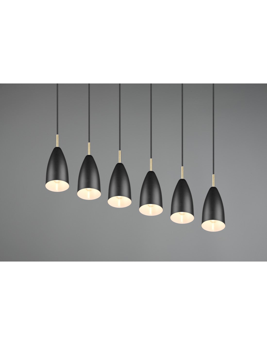 Suspensión Lineal Grande Isola Farin 6 Luces Negro Trio Lighting