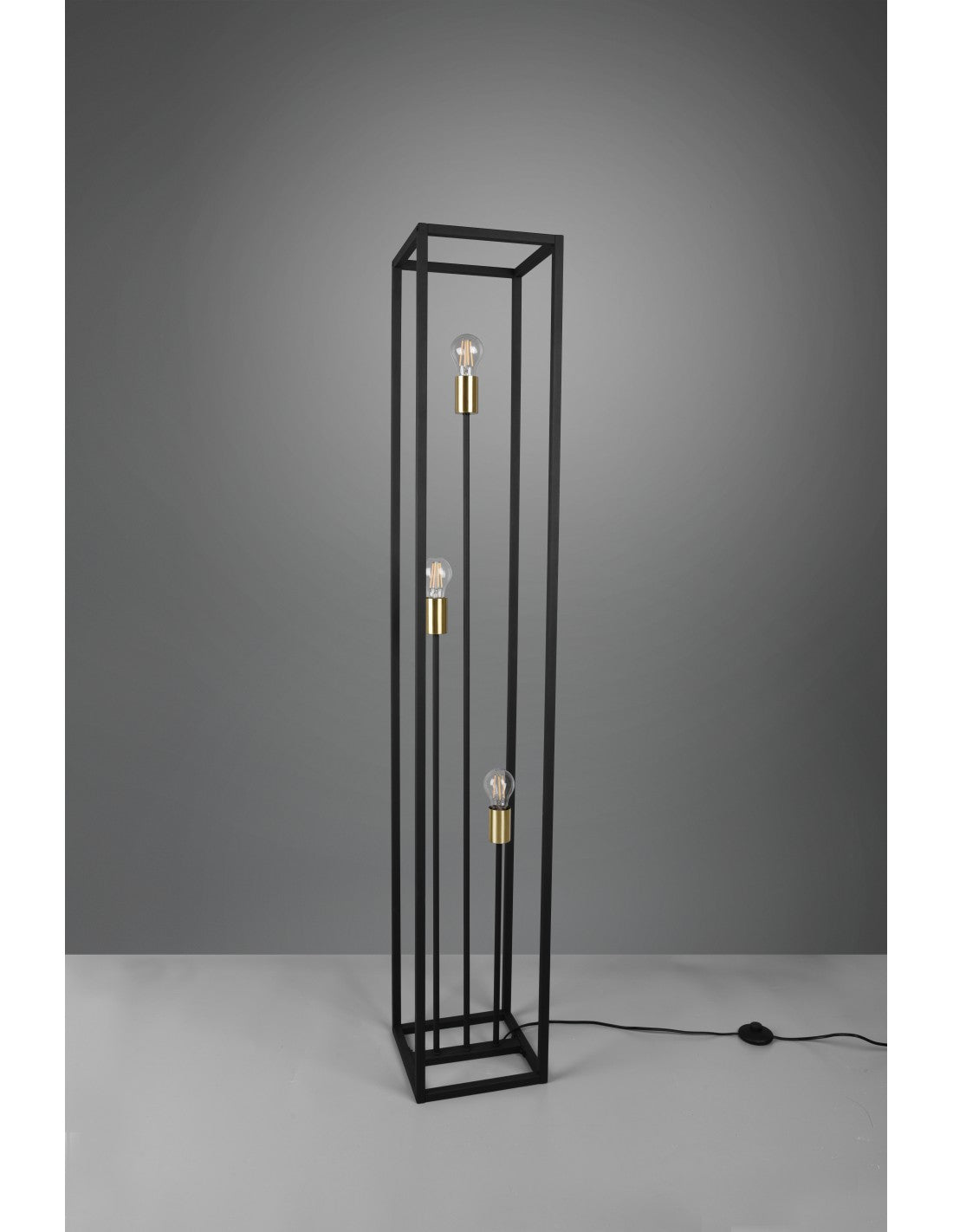 Lámpara de pie para salón 3 luces estructura metálica negra Vito Trio Lighting