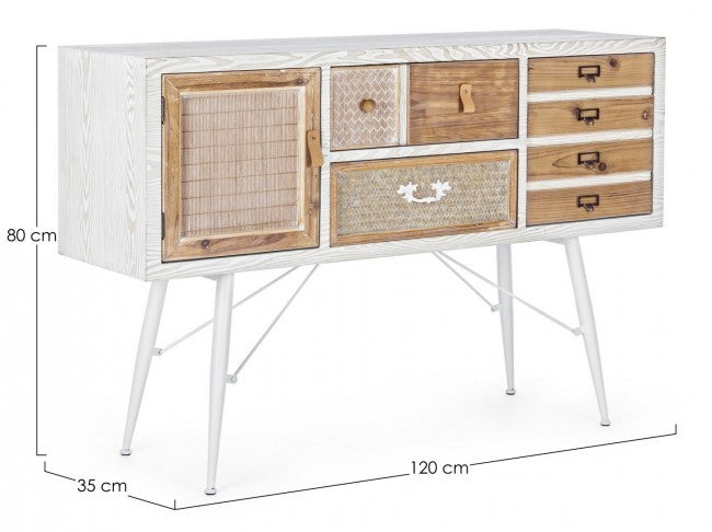 Aparador Eloise 2 puertas 2 cajones en madera natural 80h cm