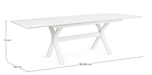 Mesa de jardín extensible Kenyon blanca 180-240 x 100 cm