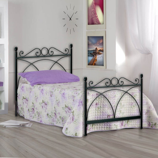 Cama individual de hierro con pie de cama SABRINA Negro 92x208x h128 cm