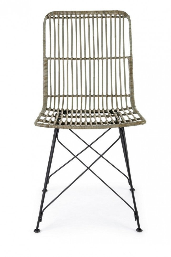 Silla de estilo moderno en acero y kubu Gris LUCILA 45x55x h85 cm