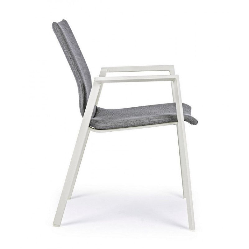 Silla de jardín apilable de exterior gris blanco