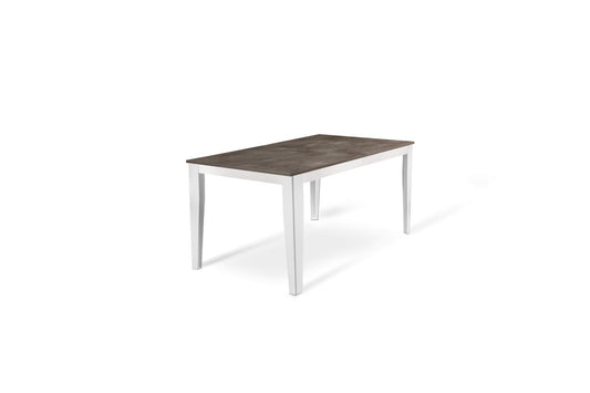 Mesa extensible hormigón gris-metal blanco 90 cm x 156- 316 cm Alt. 76 cm