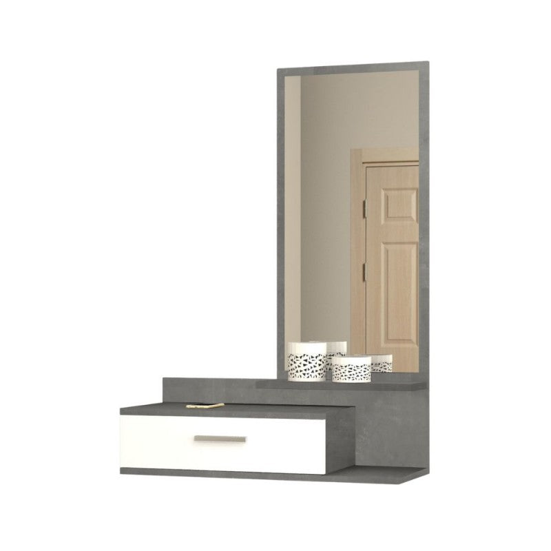 Mueble de entrada Joy de hormigón con espejo.