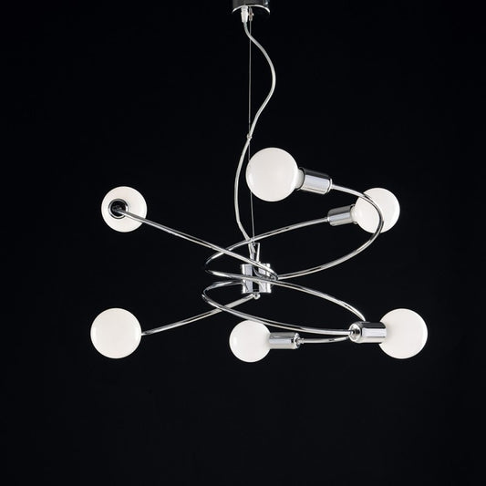 Lámpara colgante de seis luces de hierro cromado 55x h30 cm