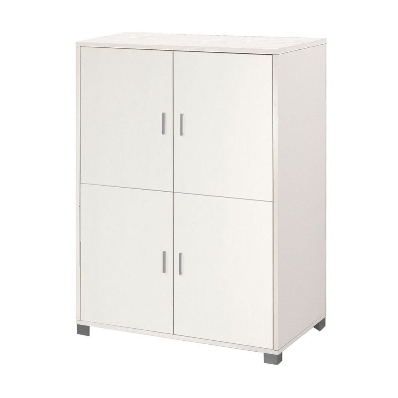 Mueble de cuatro puertas con estantes para oficina Bianco Venato 107x41x h162 cm