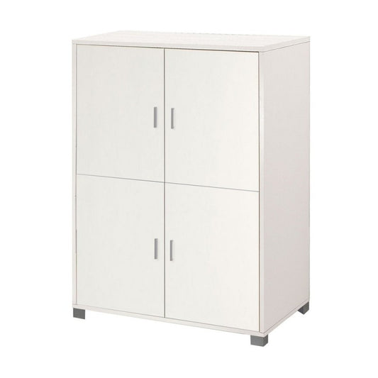 Mueble de cuatro puertas con estantes para oficina Bianco Venato 107x41x h162 cm