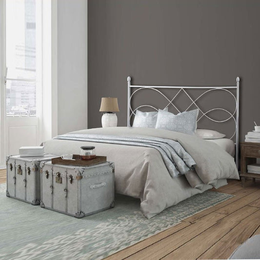 Cama doble de hierro con estructura de hierro SOSPIRO Blanco 166x203x h128 cm