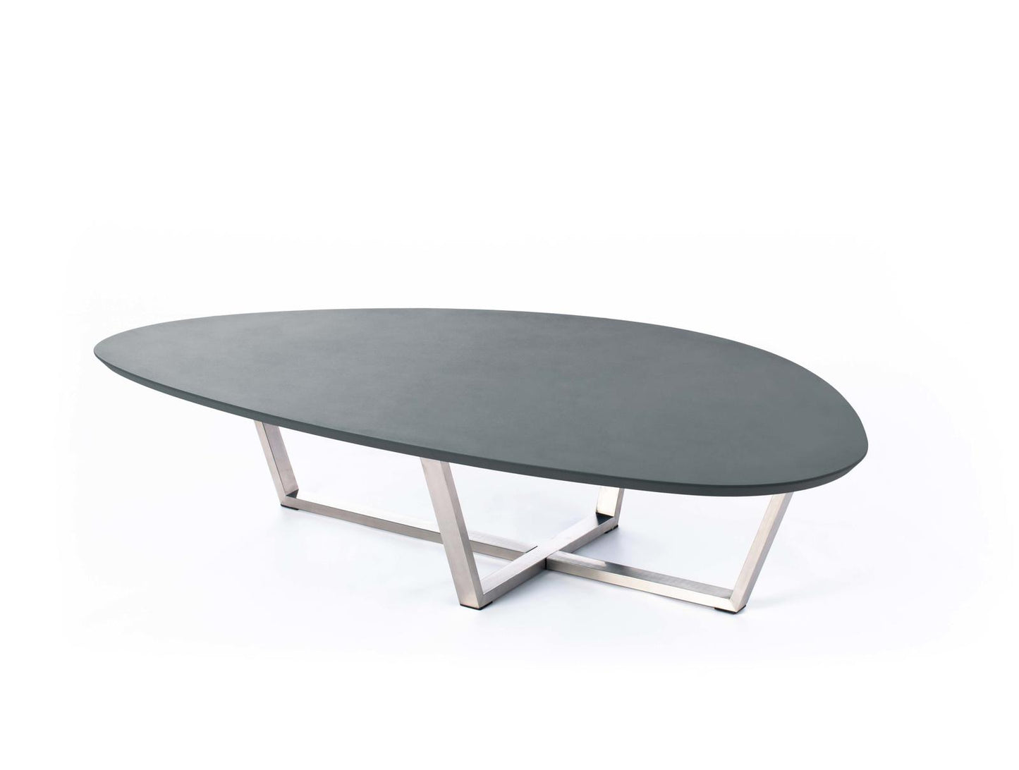 Mesa de centro en MDF gris oscuro y base de metal 140x80x32h cm