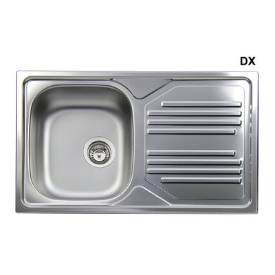 Fregadero encastrable de acero inoxidable, 1 seno, 86 cm, escurridor izquierdo