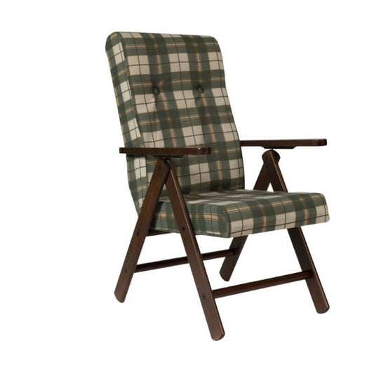 Sillón regulable Roma de tela a cuadros verdes
