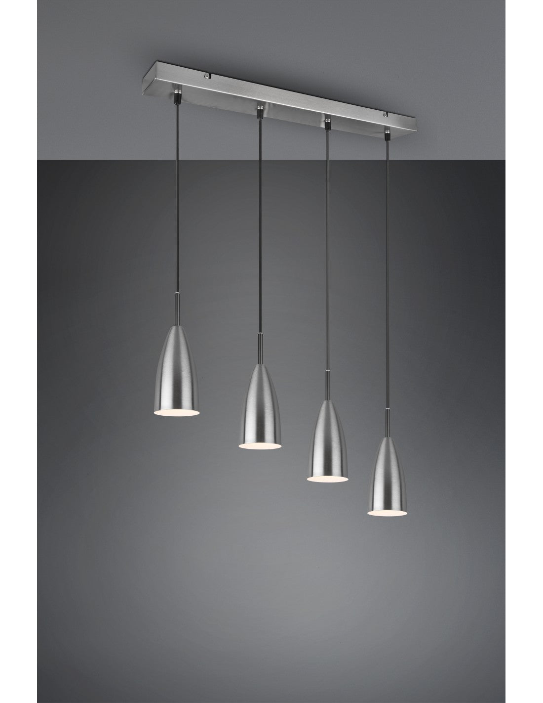 Lámpara de araña lineal Farin Island 4 luces Nichel Trio Lighting