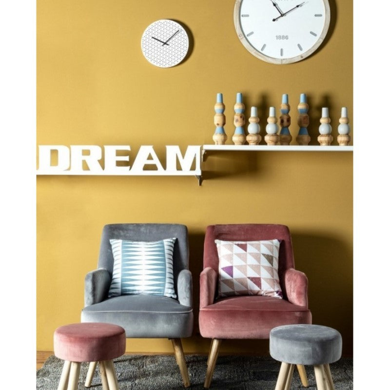 Sillón de salón vintage de terciopelo gris ADELINE 60x67x h79 cm